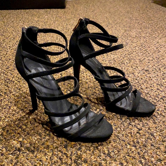 Shoes | Black Strappy Heels Size 6 
